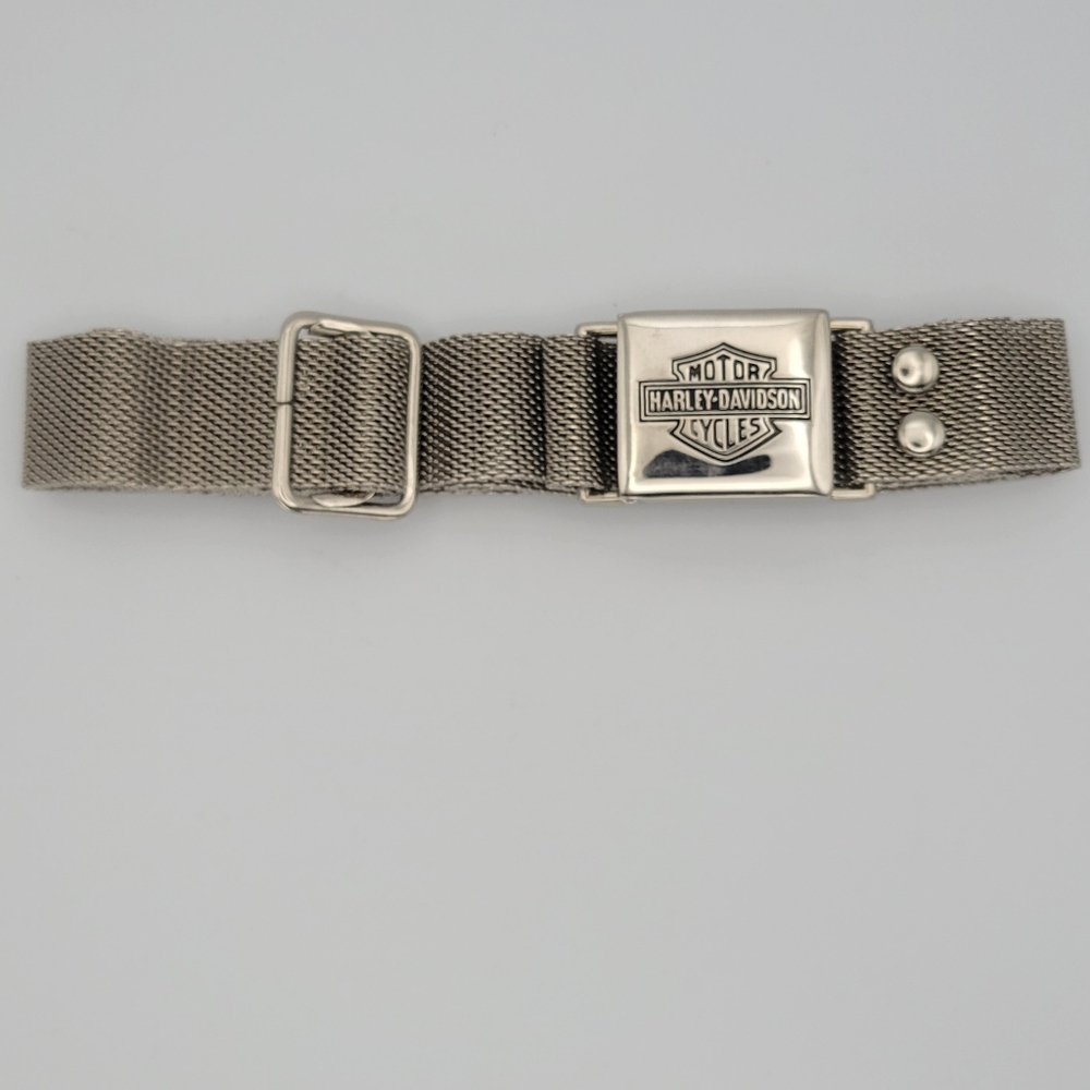 Vintage Harley‑Davidson Mesh Belt with Seat‑Belt‑Style Buckle in Silver Tone - Picture 11 of 11